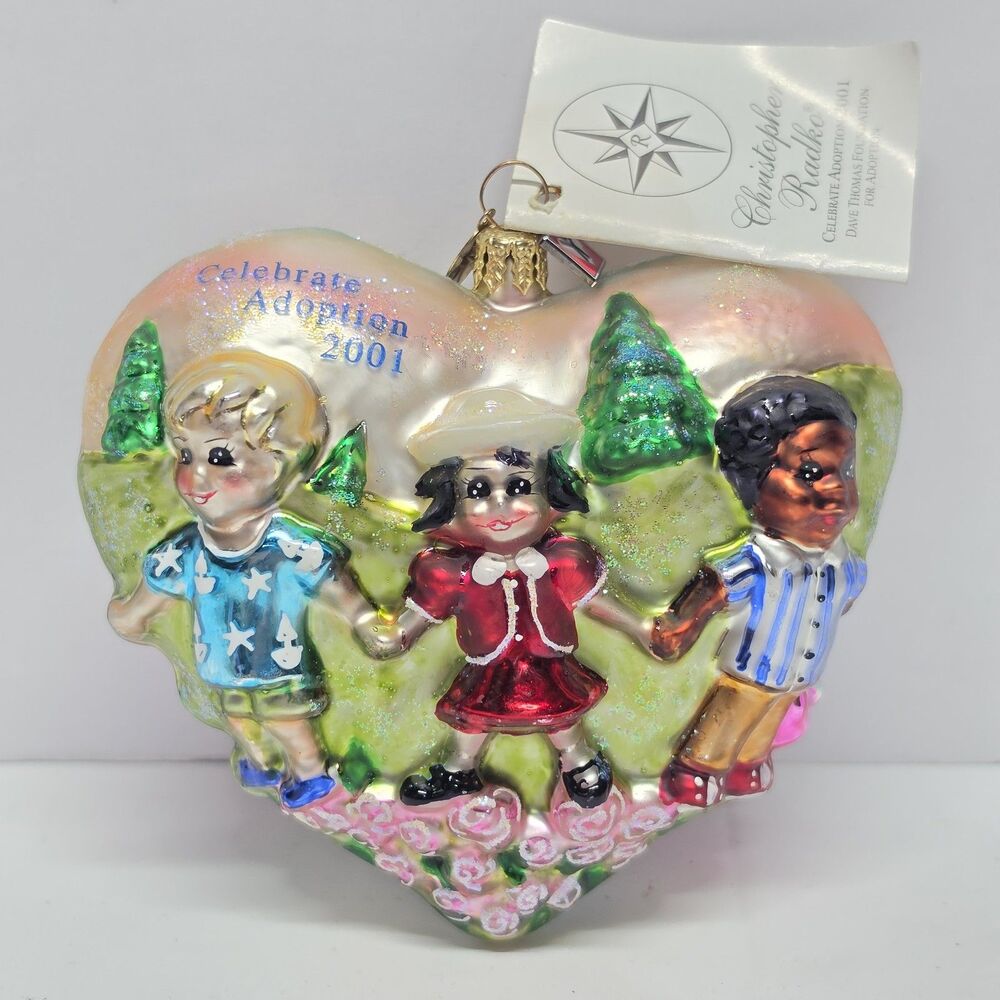Christopher Radko Glass Ornament Dave Thomas Foundation Celebrate Adoption 2001